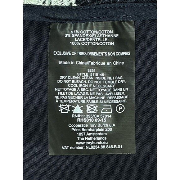 Tory Burch Womens 6 Shirt Dress Guipure Lace Floral Bittersweet Navy Elegant NEW - Picture 12 of 16